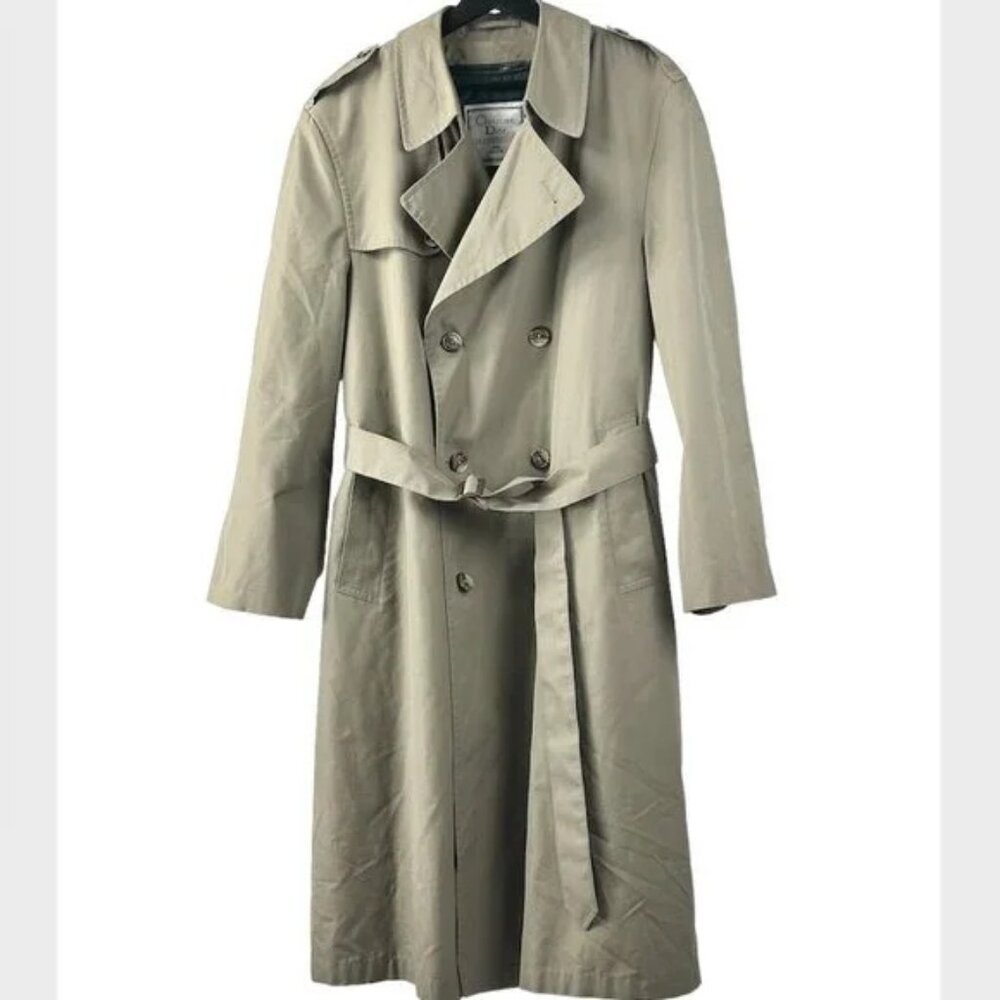 Christian Dior Le Connaisseur taupe double-breasted trench coat size 42R